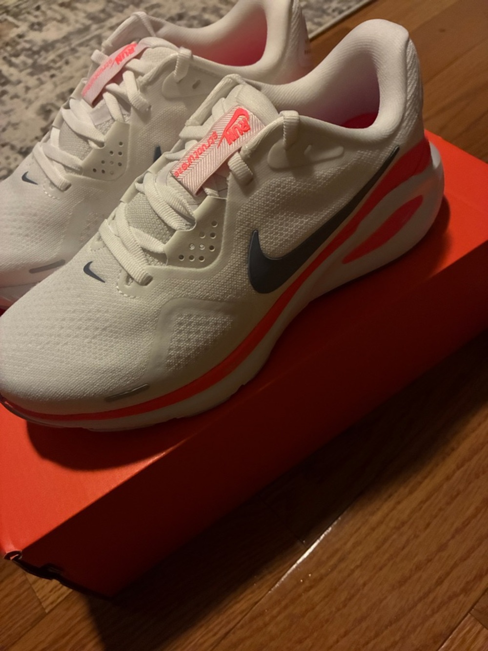 Nike Structure 26 Sneakers - brand new. White with orange details.